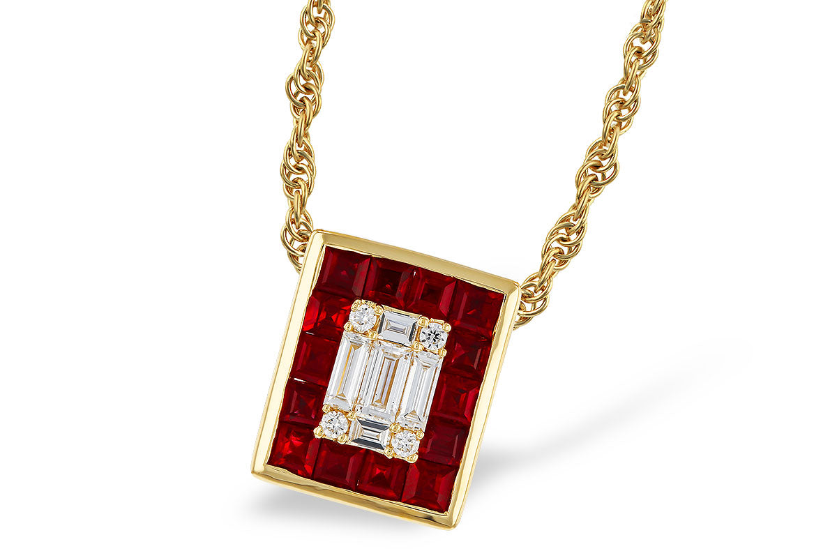 Allison Kaufman Ruby & Diamond Necklace in 14K Yellow Gold, 1.00 ctw