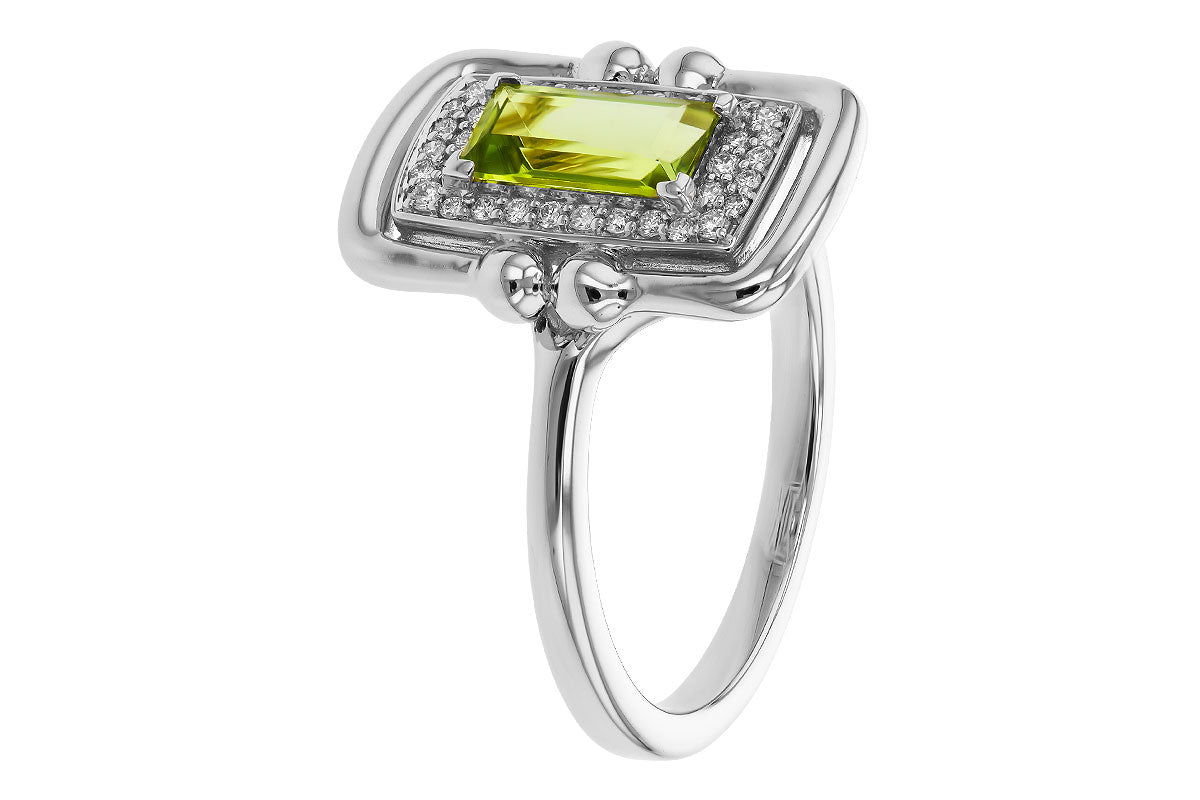 Allison Kaufman Peridot & Diamond Ring in 14K White Gold, 0.84 ctw, alternate view