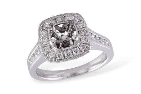 Allison Kaufman Diamond Engagement Ring Semi-Mount in 14K White Gold, 0.58 ctw (L7227)