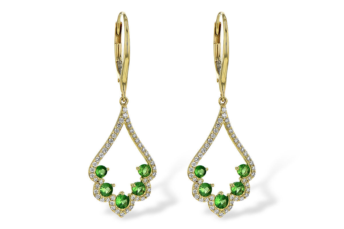 Allison Kaufman Green Garnet & Diamond Earrings in 14K Yellow Gold, 0.98 ctw