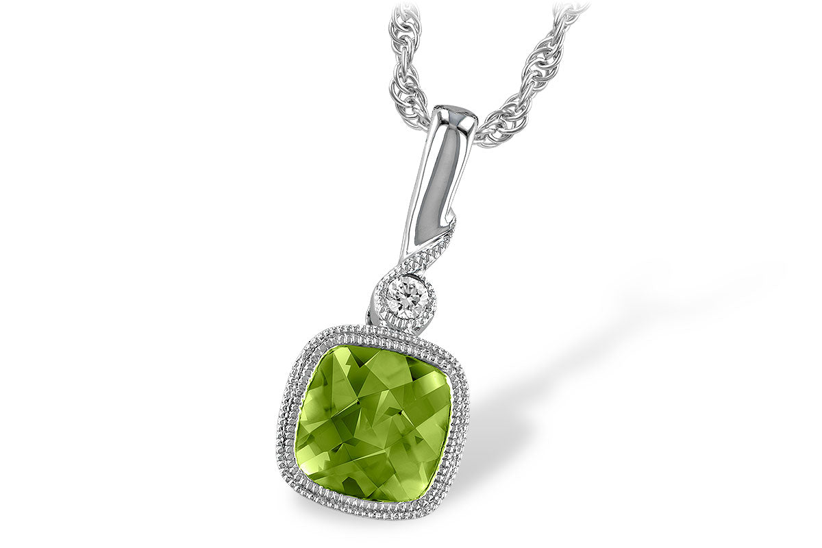 Allison Kaufman Peridot & Diamond Necklace in 14K White Gold, 0.99 ctw