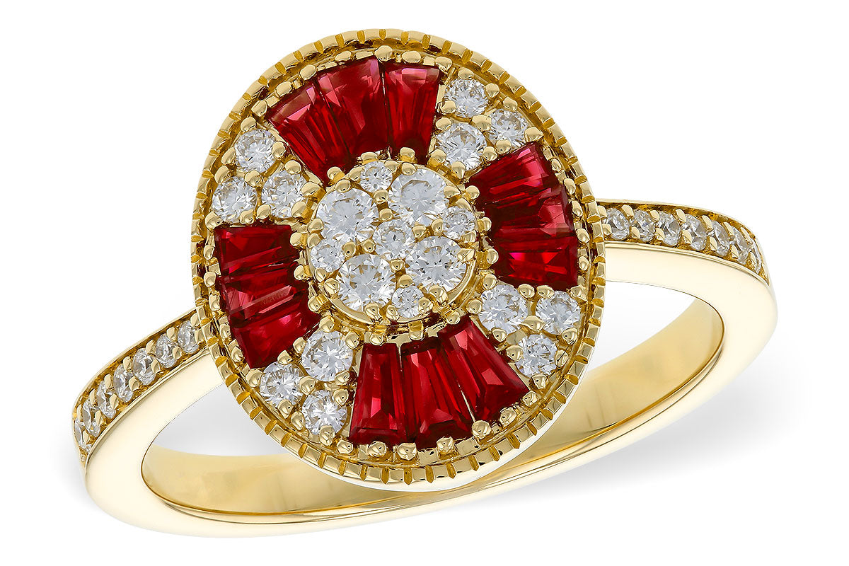 Allison Kaufman Ruby & Diamond Ring in 14K Yellow Gold, 0.84 ctw