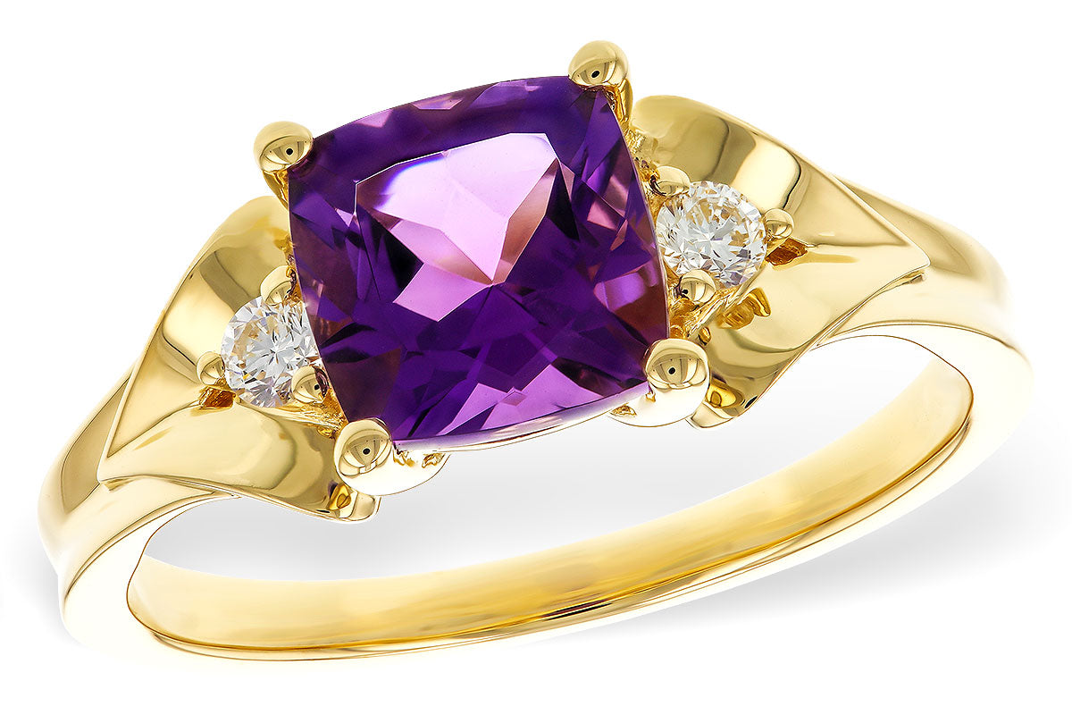 Allison Kaufman Amethyst & Diamond Ring in 14K Yellow Gold, 1.44 ctw
