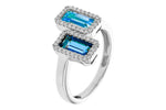 Allison Kaufman Blue Topaz & Diamond Ring in 14K White Gold, 1.90 ctw, alternate view