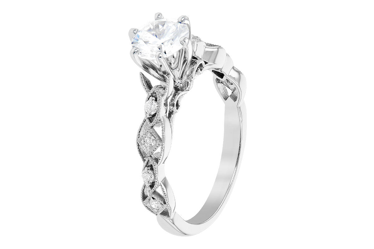 Allison Kaufman Diamond Engagement Ring Semi-Mount in 14K White Gold, 0.12 ctw (L7744), alternate view
