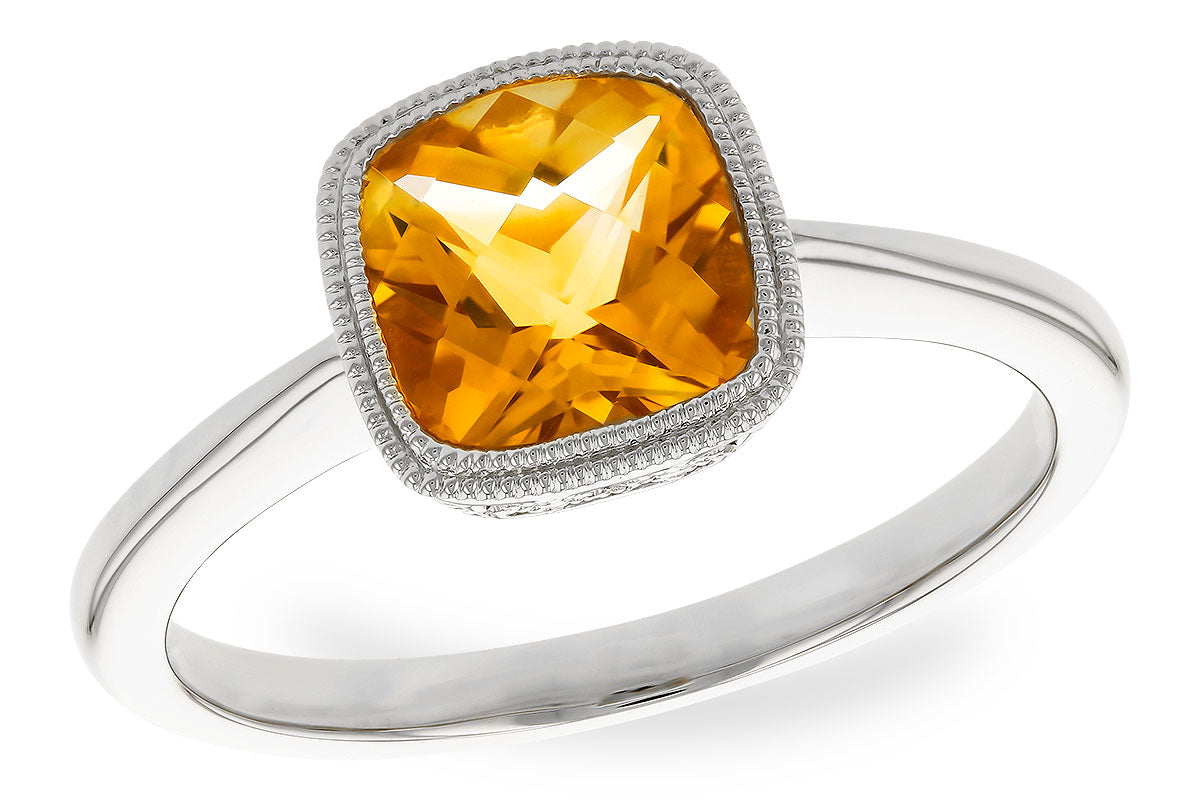 Allison Kaufman Citrine Ring in 14K White Gold, 1.25 ctw