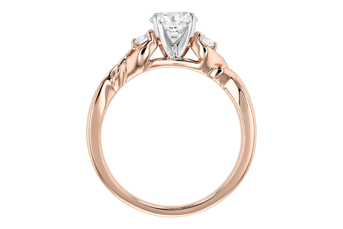 Allison Kaufman Diamond Engagement Ring Semi-Mount in 14K Rose Gold, 0.14 ctw, alternate view