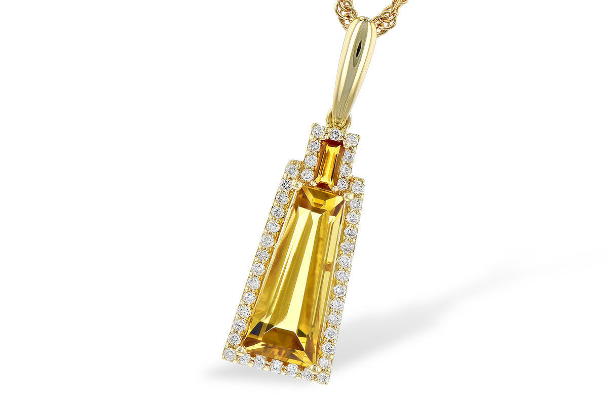 Allison Kaufman Citrine & Diamond Necklace in 14K Yellow Gold, 2.58 ctw
