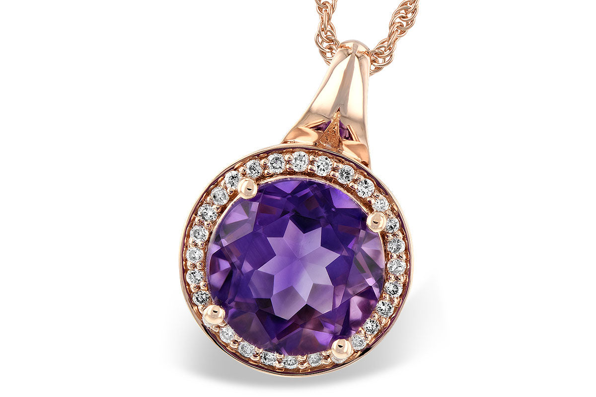Allison Kaufman Amethyst & Diamond Necklace in 14K Rose Gold, 3.50 ctw