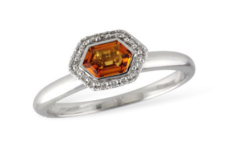 Allison Kaufman Hexagon Citrine & Diamond Halo Ring in 14K Yellow Gold, 0.45 ctw