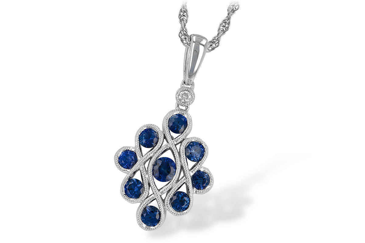 Allison Kaufman Sapphire & Diamond Necklace in 14K White Gold, 0.86 ctw