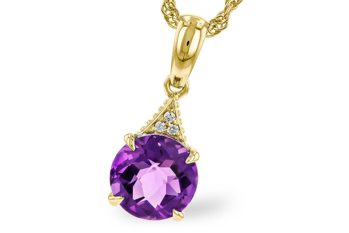 Allison Kaufman Amethyst & Diamond Necklace in 14K Yellow Gold, 1.29 ctw