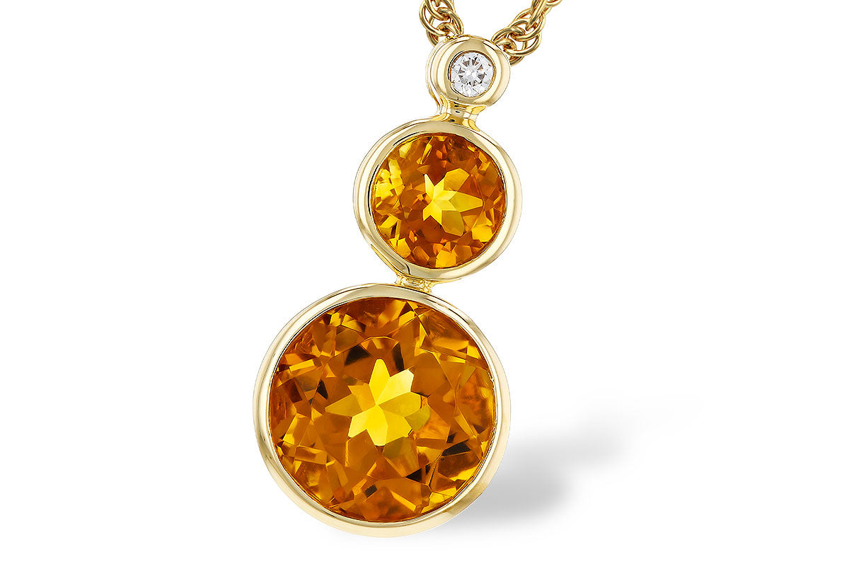 Allison Kaufman Citrine & Diamond Necklace in 14K Yellow Gold, 2.05 ctw