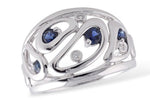 Allison Kaufman Sapphire & Diamond Wedding Band in 14K White Gold, 0.43 ctw (W1957)