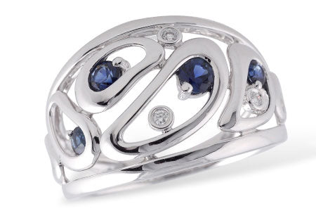 Allison Kaufman Sapphire & Diamond Wedding Band in 14K White Gold, 0.43 ctw (W1957)