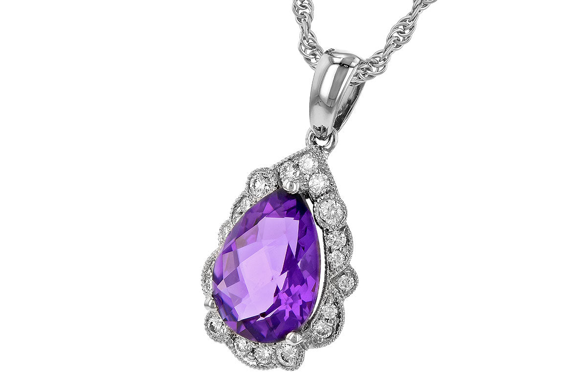 Allison Kaufman Amethyst & Diamond Necklace in 14K White Gold, 1.68 ctw, alternate view