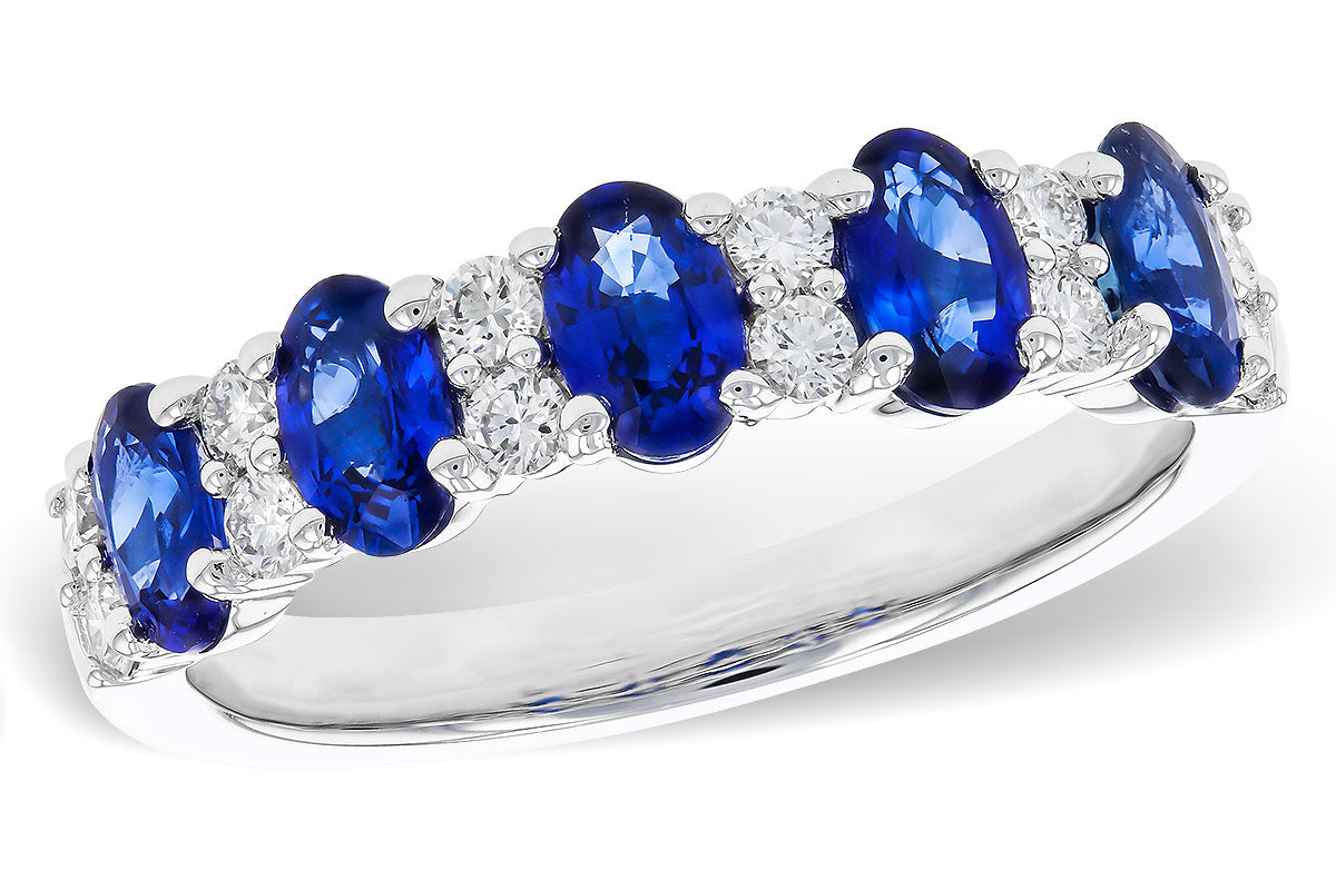 Allison Kaufman Sapphire & Diamond Wedding Band in 14K White Gold, 1.85 ctw