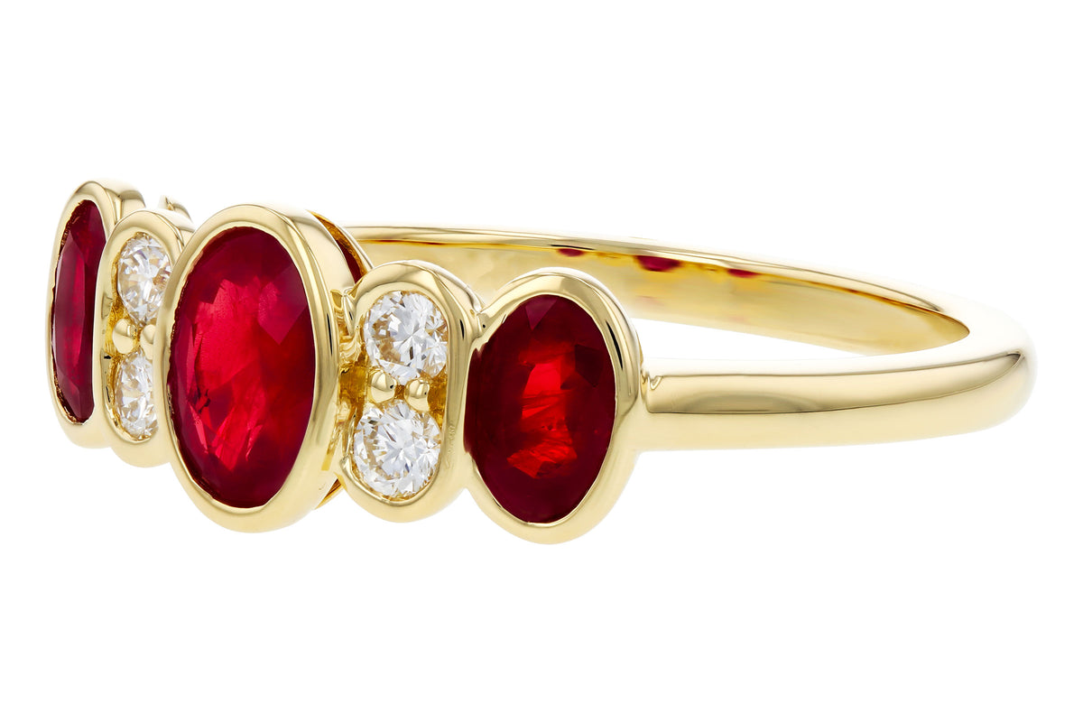 Allison Kaufman Ruby & Diamond Ring in 14K Yellow Gold, 1.29 ctw, alternate view