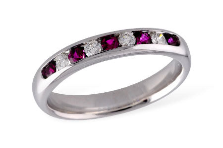 Allison Kaufman Ruby & Diamond Wedding Band in 14K White Gold, 0.38 ctw
