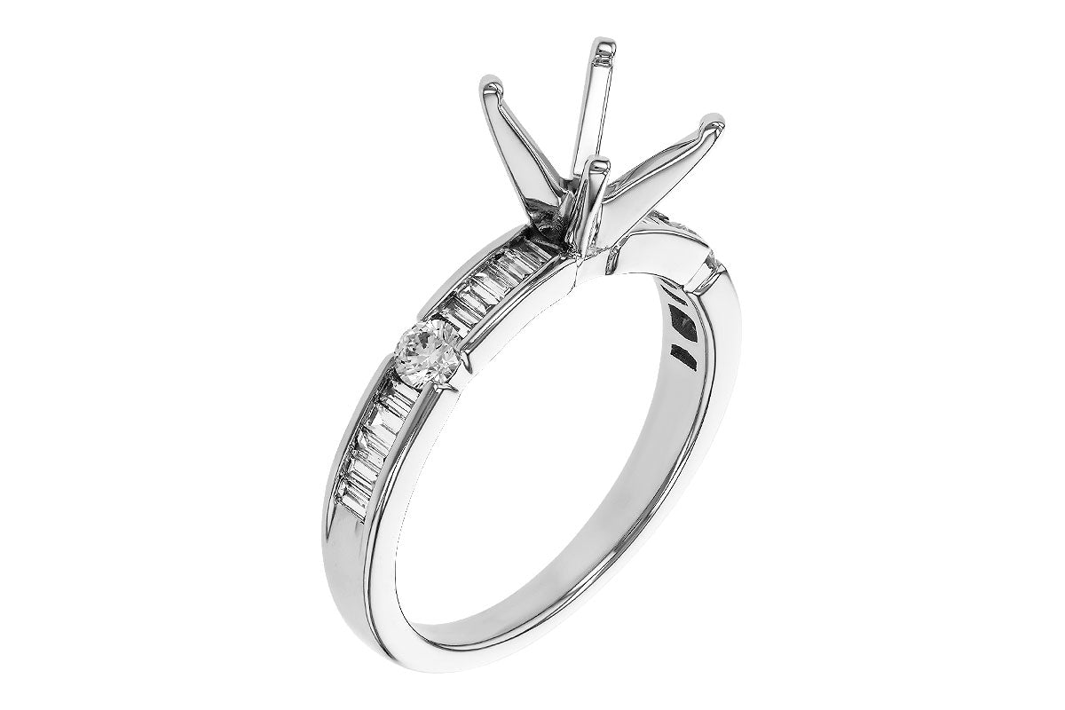 Allison Kaufman Baguette Diamond Engagement Ring Semi-Mount in 14K White Gold, 0.40 ctw, alternate view