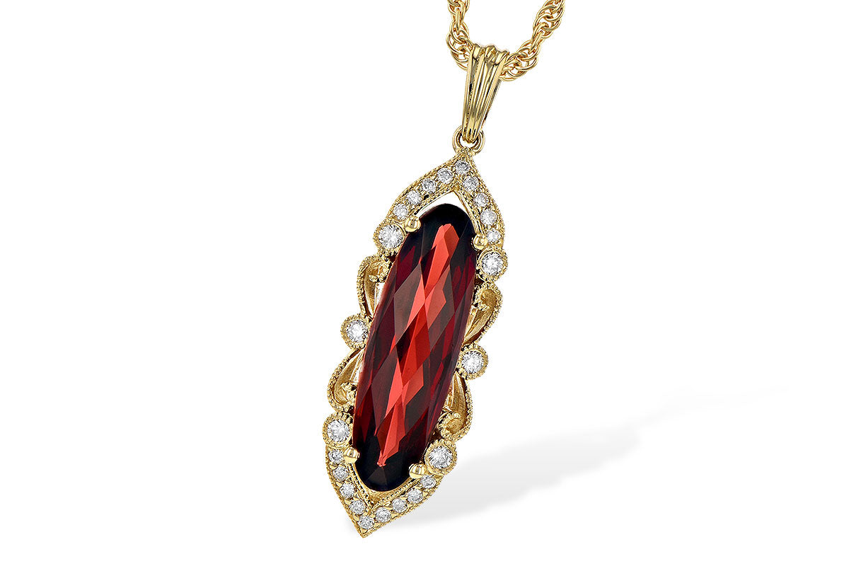 Allison Kaufman Garnet & Diamond Necklace in 14K Yellow Gold, 2.70 ctw
