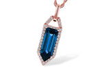Allison Kaufman London Blue Topaz & Diamond Necklace in 14K Rose Gold, 3.12 ctw