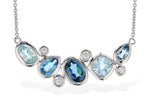 Allison Kaufman Blue Topaz & Diamond Necklace in 14K White Gold, 2.72 ctw