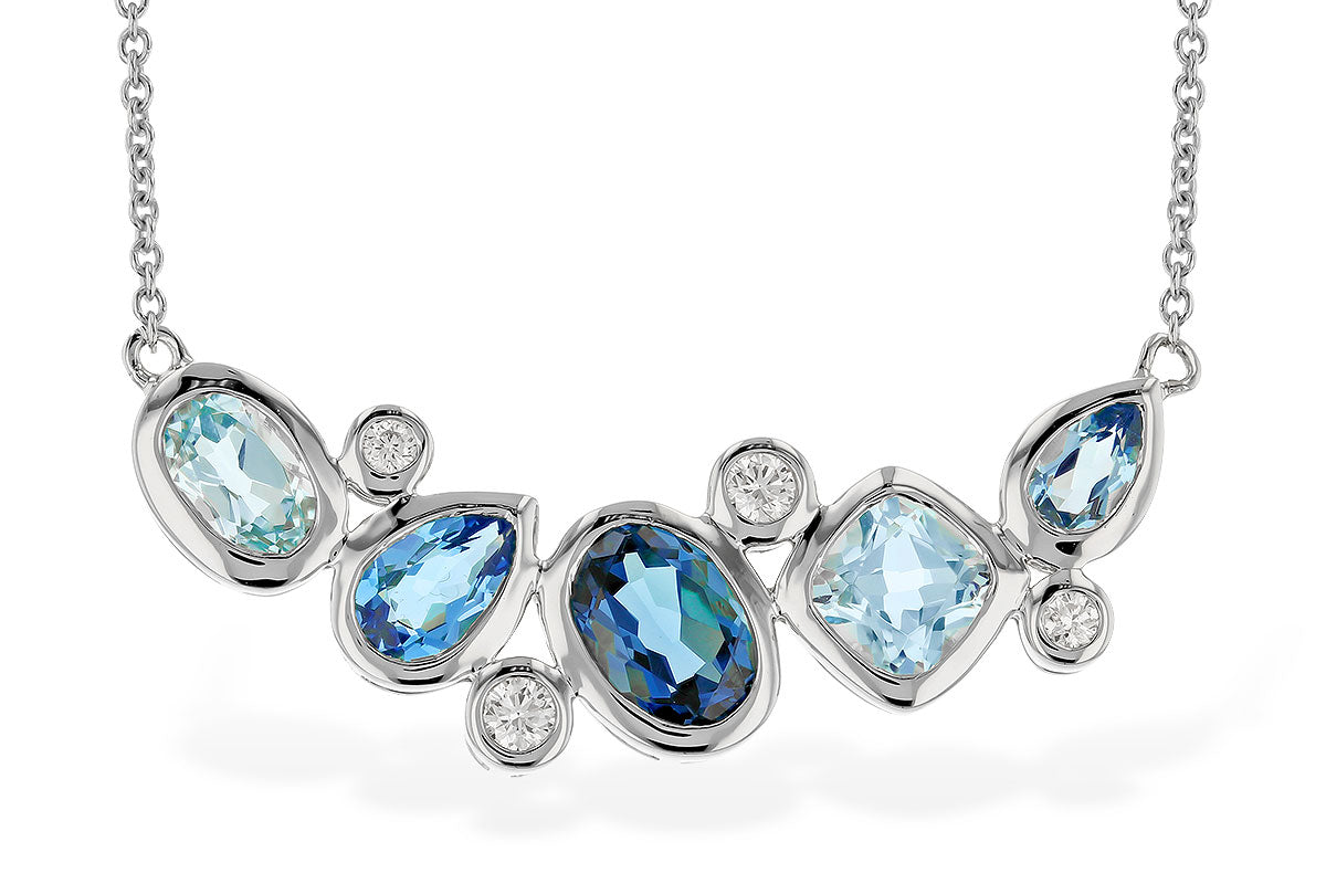 Allison Kaufman Blue Topaz & Diamond Necklace in 14K White Gold, 2.72 ctw