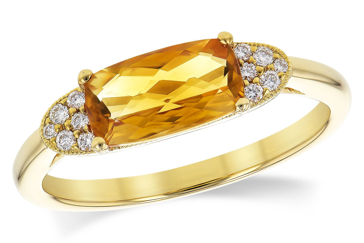 Allison Kaufman Citrine & Diamond Ring in 14K Yellow Gold, 1.18 ctw