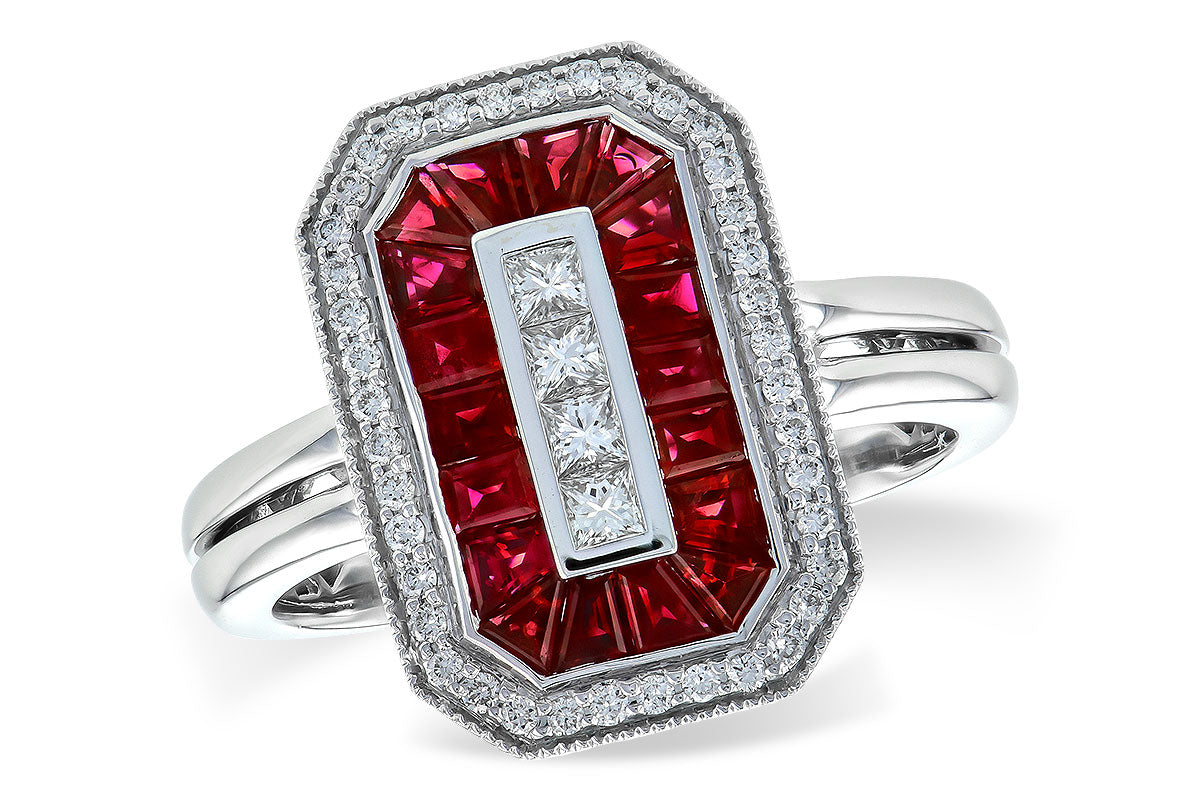 Allison Kaufman Ruby & Diamond Ring in 14K White Gold, 1.36 ctw