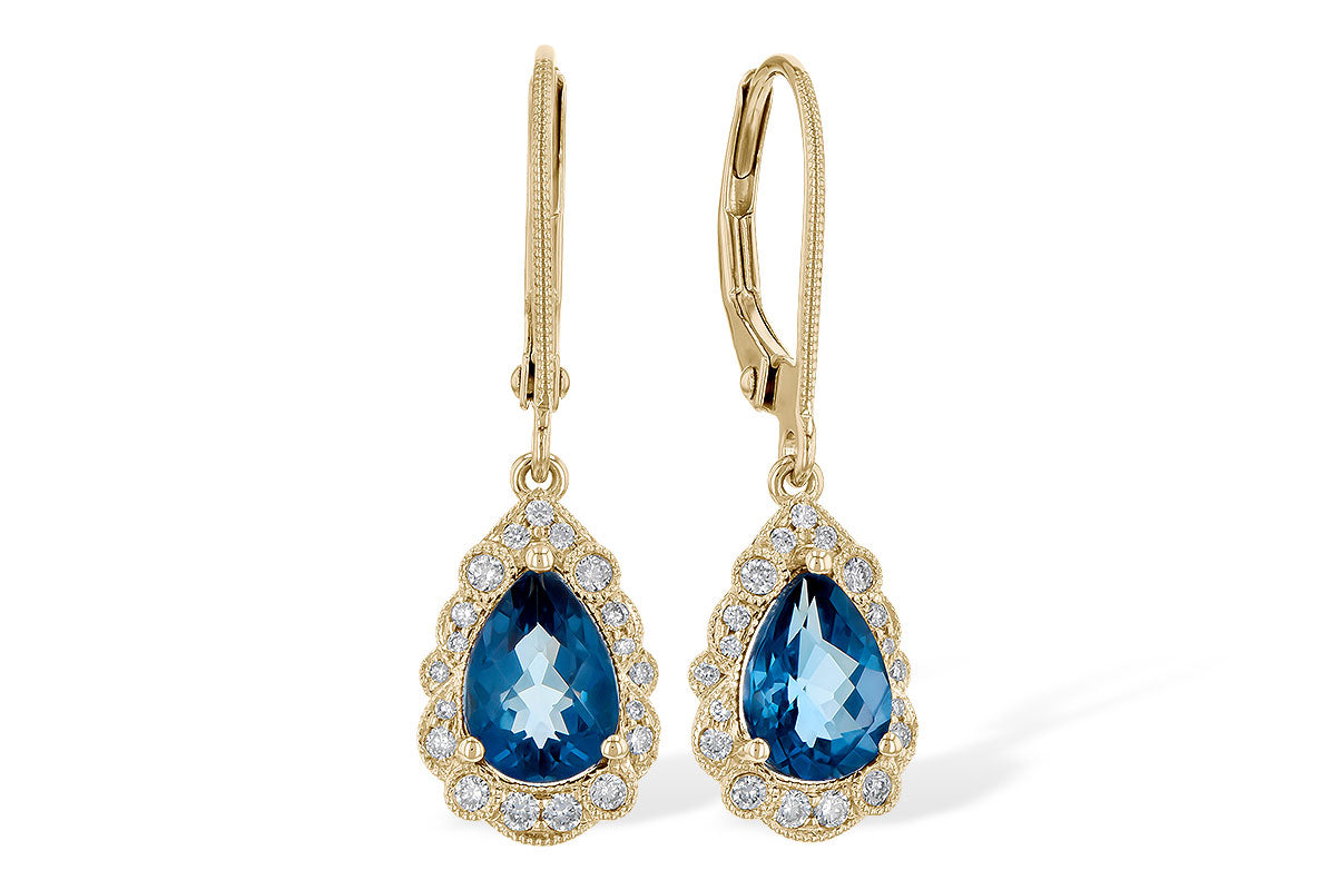 Allison Kaufman London Blue Topaz & Diamond Earrings in 14K Yellow Gold, 1.63 ctw