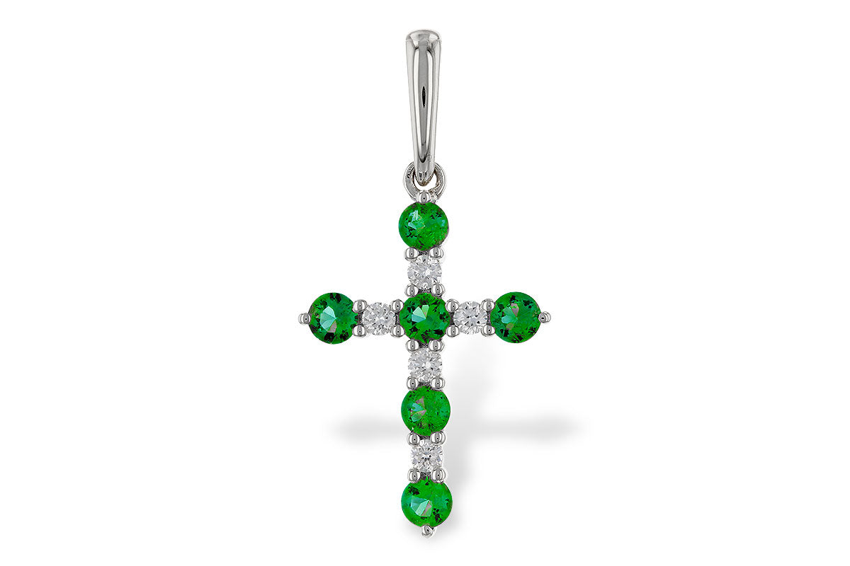 Allison Kaufman Emerald & Diamond Pendant in 14K White Gold, 0.35 ctw