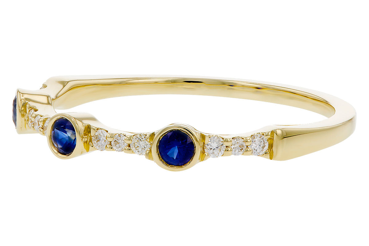 Allison Kaufman Sapphire & Diamond Wedding Band in 14K Yellow Gold, 0.25 ctw, alternate view