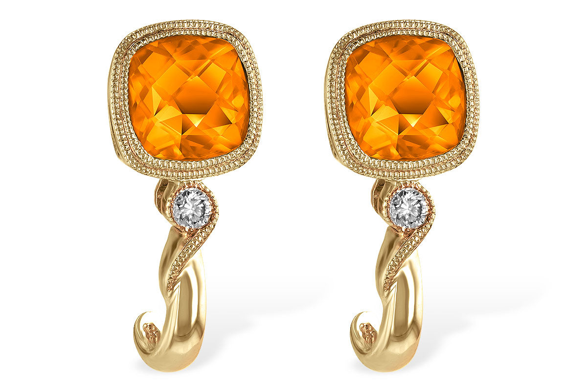 Allison Kaufman Citrine & Diamond Earrings in 14K Yellow Gold, 1.66 ctw