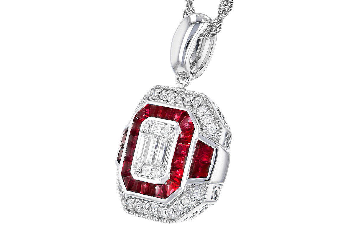 Allison Kaufman Ruby & Diamond Necklace in 14K White Gold, 1.35 ctw, alternate view