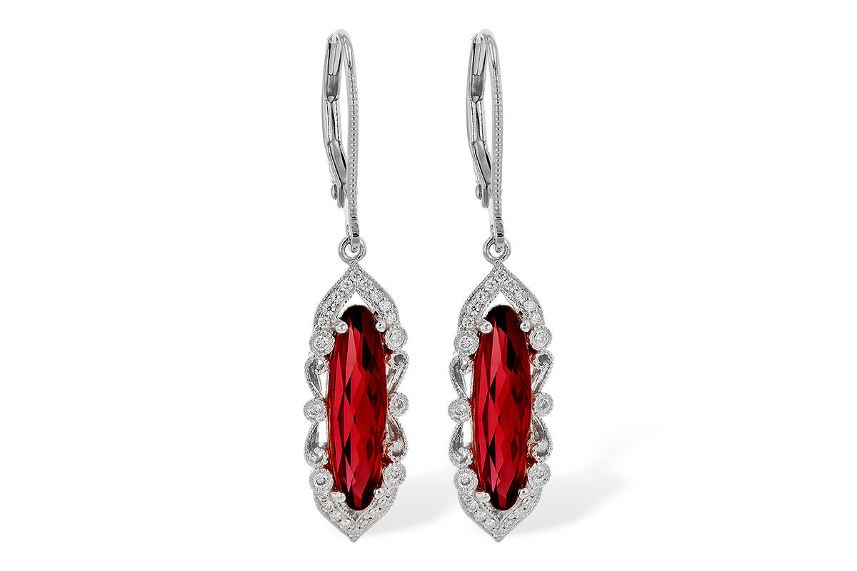 Allison Kaufman Garnet & Diamond Earrings in 14K White Gold, 3.50 ctw
