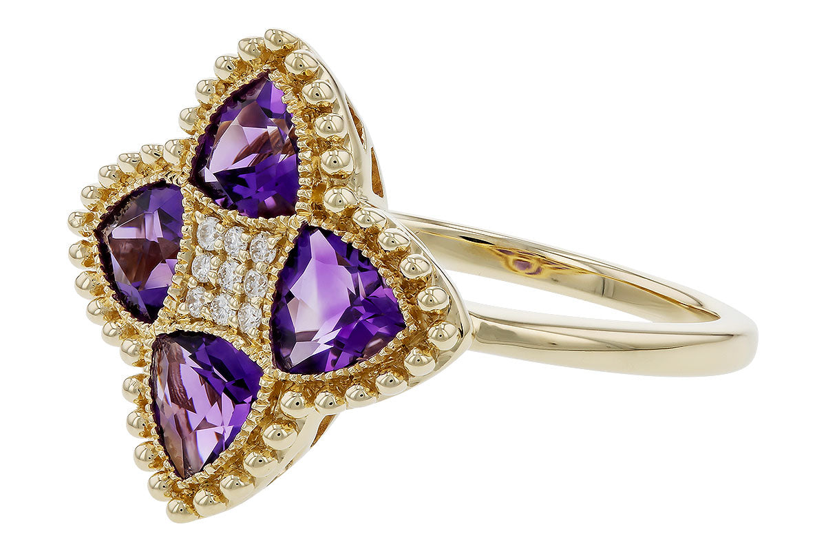 Allison Kaufman Amethyst & Diamond Ring in 14K Yellow Gold, 1.32 ctw (D6042), alternate view