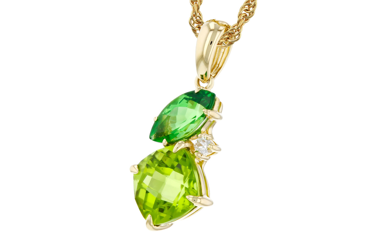 Allison Kaufman Peridot, Tsavorite & Diamond Necklace in 14K Yellow Gold, 2.00 ctw, alternate view