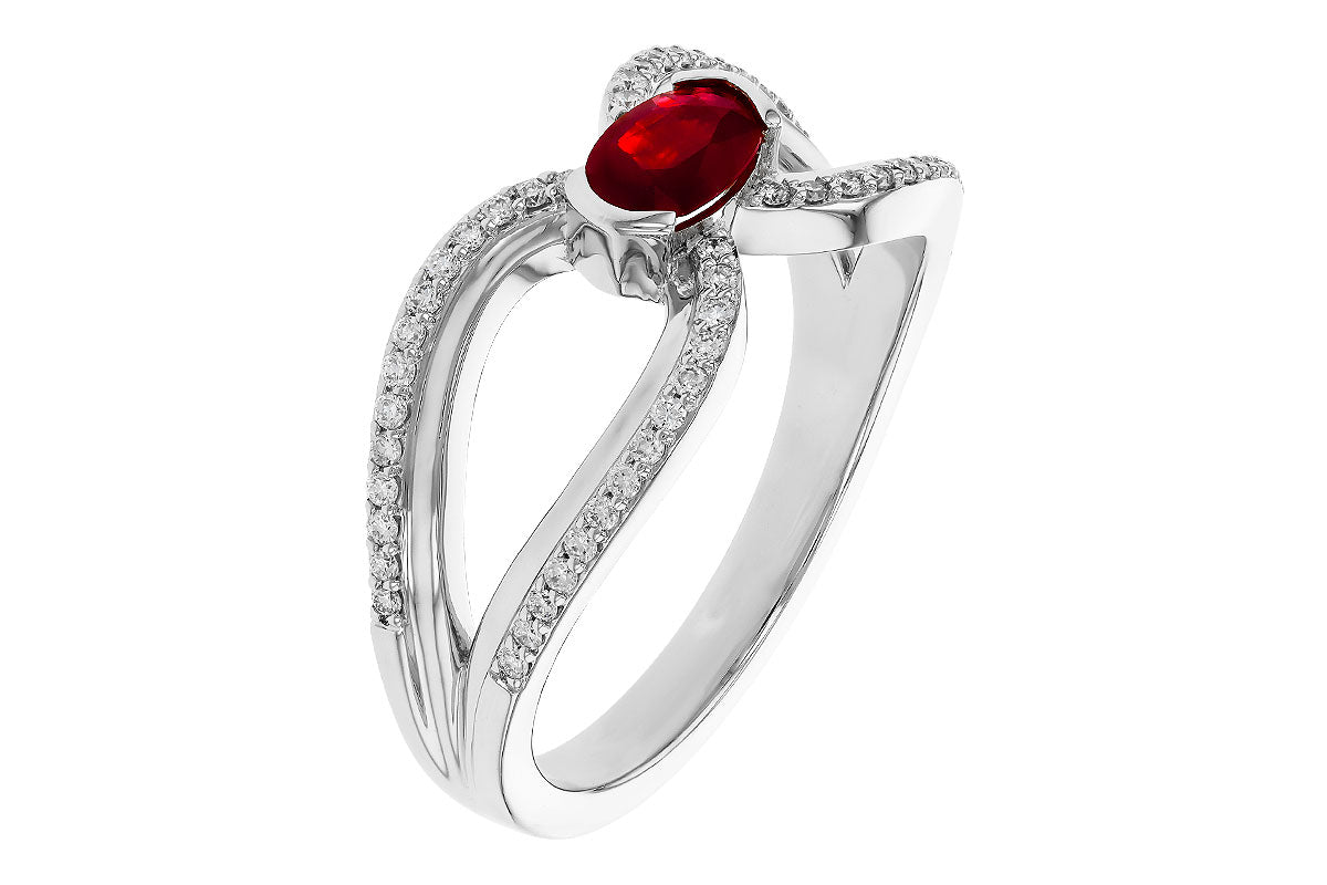 Allison Kaufman Ruby & Diamond Ring in 14K White Gold, 0.67 ctw, alternate view