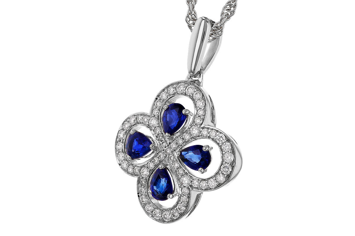 Allison Kaufman Sapphire & Diamond Necklace in 14K White Gold, 0.96 ctw, alternate view