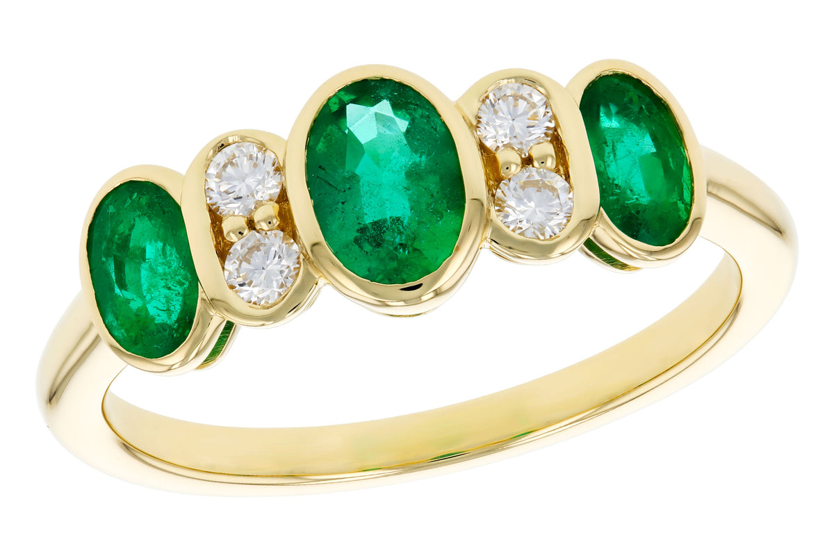 Allison Kaufman Emerald & Diamond Ring in 14K Yellow Gold, 1.05 ctw
