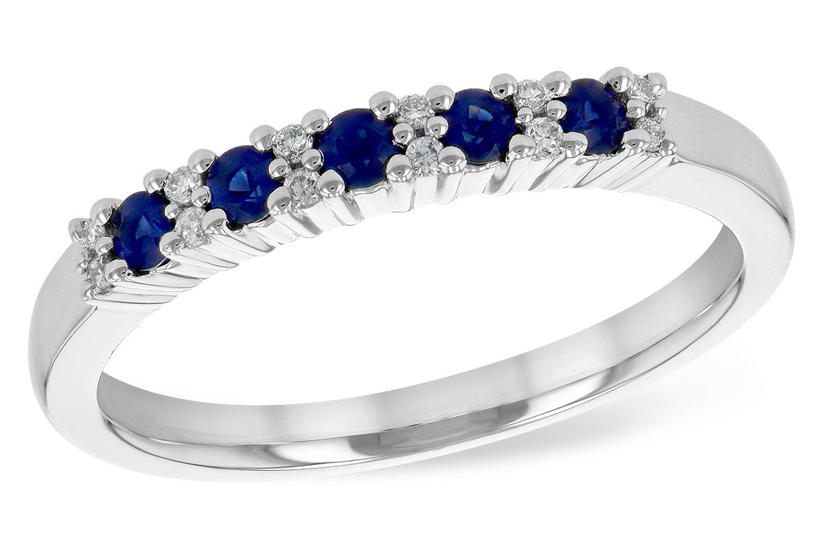 Allison Kaufman Sapphire & Diamond Wedding Band in 14K White Gold, 0.29 ctw (WR833-25)