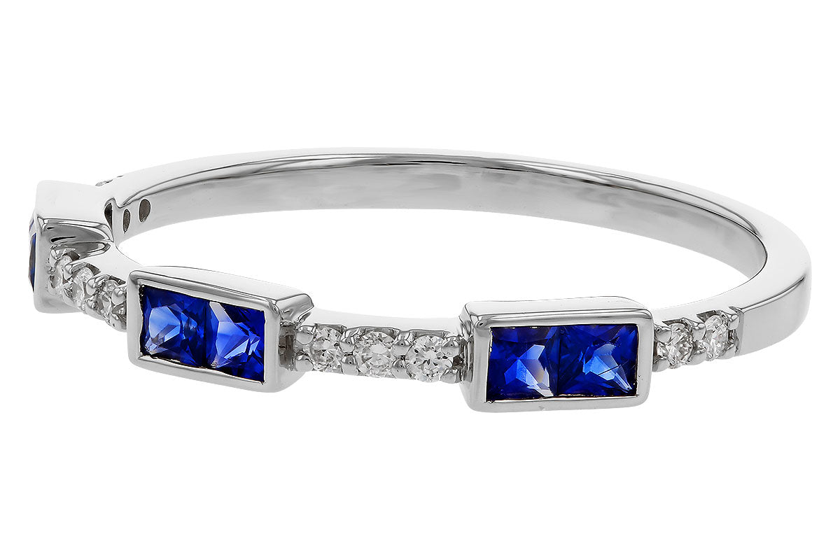 Allison Kaufman Sapphire & Diamond Wedding Band in 14K White Gold, 0.43 ctw (W2651), alternate view