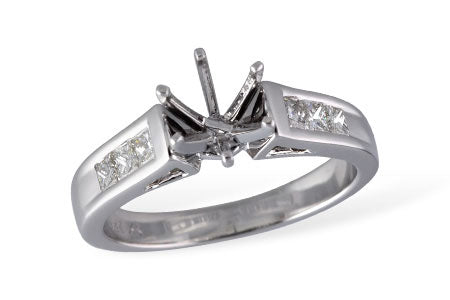 Allison Kaufman Princess-Cut Diamond Engagement Ring Semi-Mount in 14K White Gold, 0.40 ctw