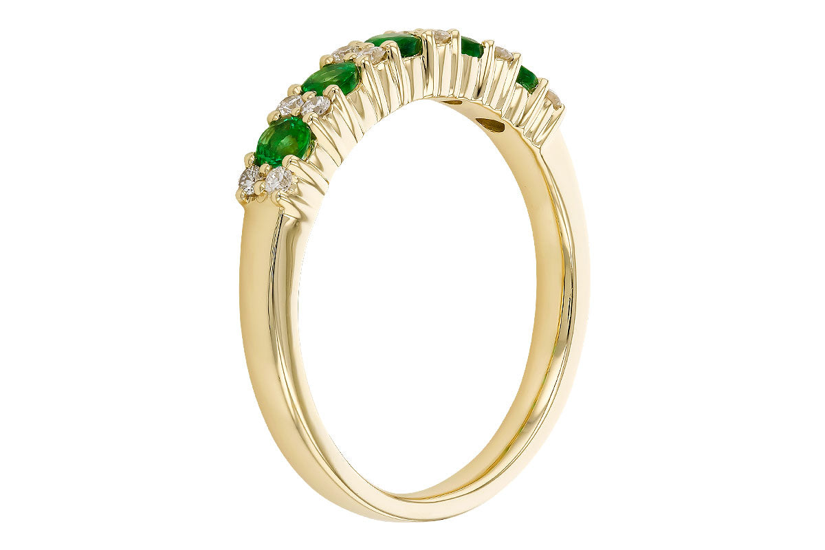 Allison Kaufman Emerald & Diamond Wedding Band in 14K Yellow Gold, 0.47 ctw, alternate view