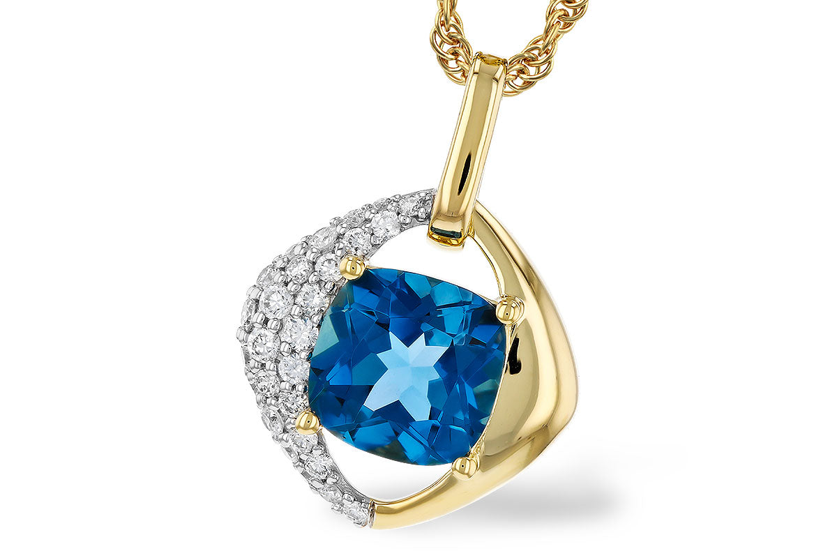 Allison Kaufman London Blue Topaz & Diamond Necklace in 14K Yellow Gold, 1.62 ctw