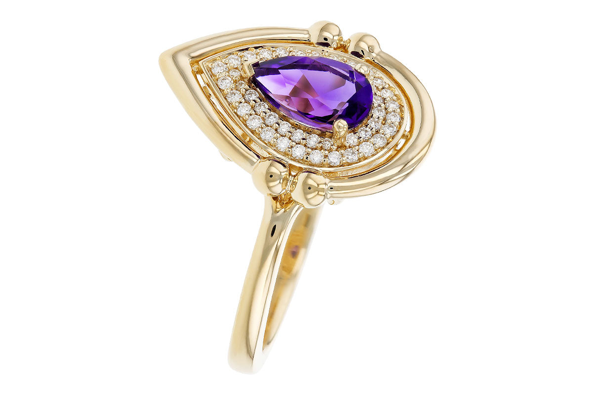 Allison Kaufman Amethyst & Diamond Ring in 14K Yellow Gold, 0.86 ctw, alternate view