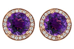 Allison Kaufman Amethyst & Diamond Earrings in 14K Rose Gold, 3.82 ctw, alternate view