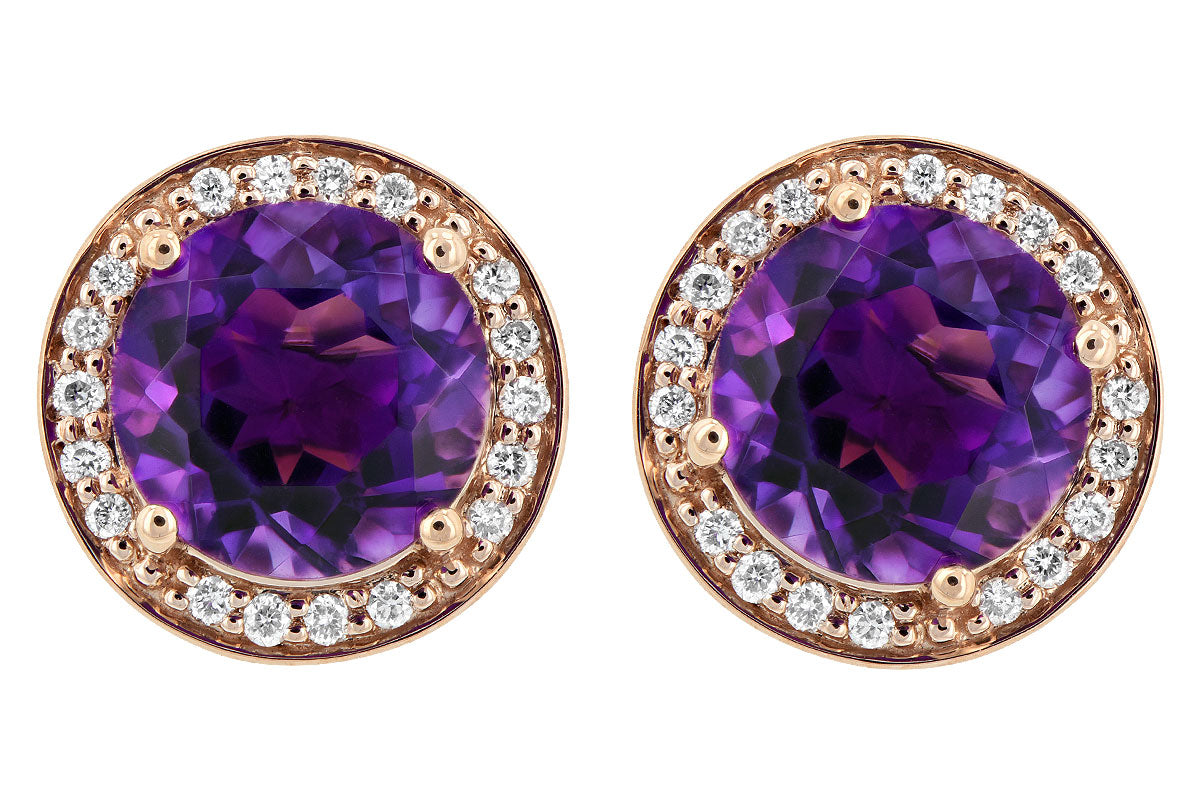 Allison Kaufman Amethyst & Diamond Earrings in 14K Rose Gold, 3.82 ctw, alternate view