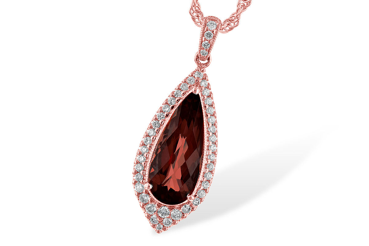 Allison Kaufman Garnet & Diamond Necklace in 14K Rose Gold, 2.52 ctw